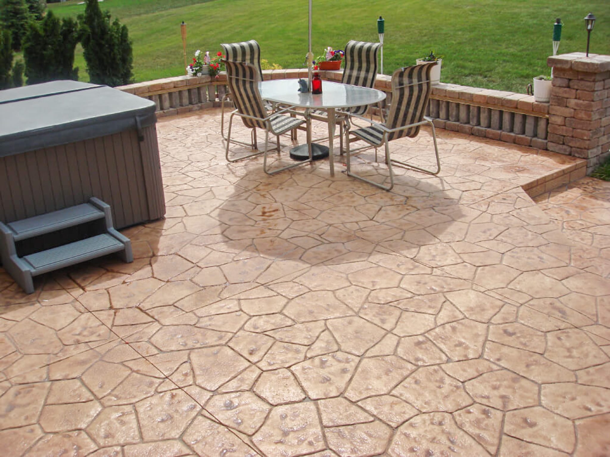 Stamped Concrete Patio with Sealant Finish
