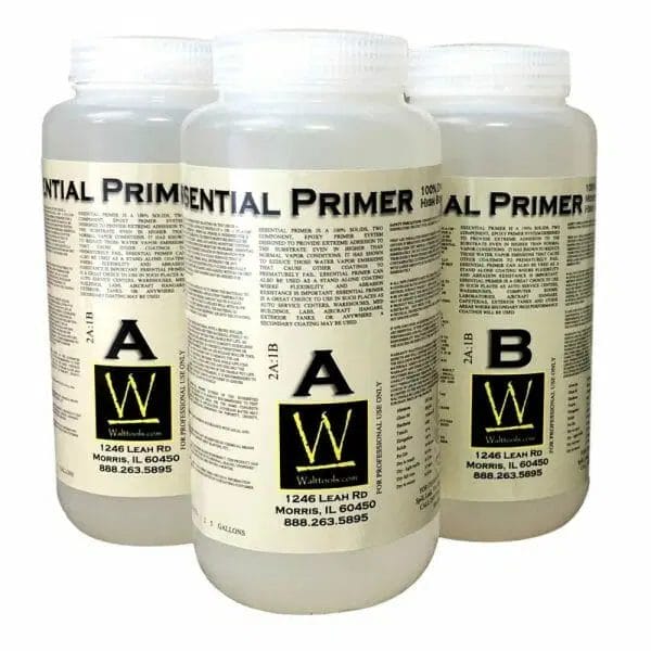 Epoxy sealing primer bottles labeled A and B
