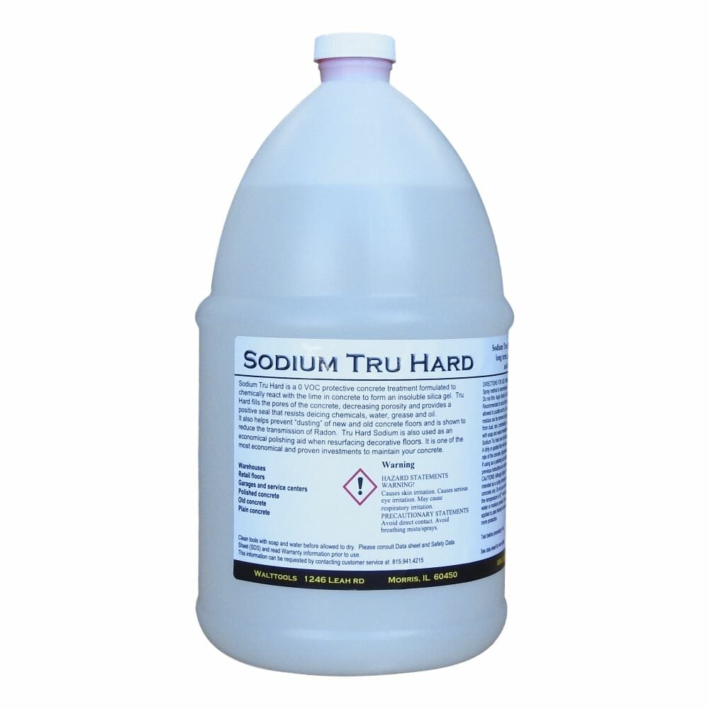 Sodium Tru Hard concrete treatment for epoxy sealing
